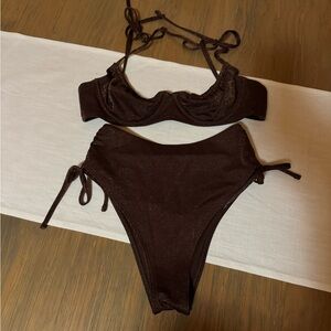 Abercrombie 3 piece brown shimmer bikini set (Size S/XS)